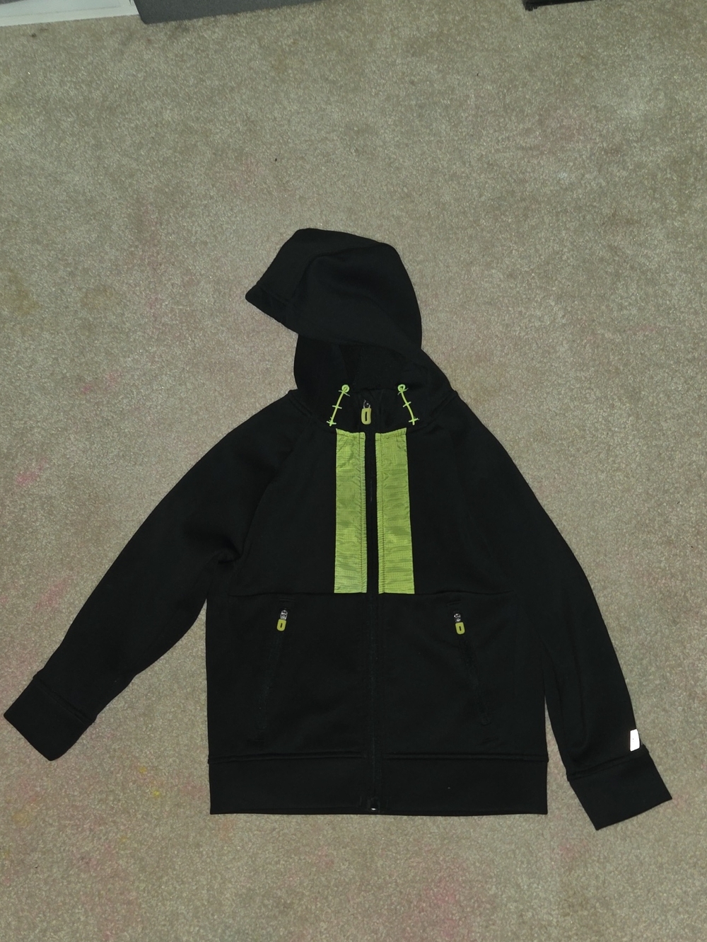 Russell Size XS Boys Black Jacket with Neon Green Accents